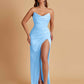Sexy Soft Satin Mermaid V-neck Side Slit Floor-Length Bridesmaid Dresses Online