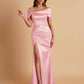 Elegant Soft Satin Off-the-shoulder Side-Slit Mermaid Bridesmaid Dresses