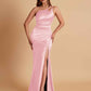 Sexy Soft Satin Mermaid One Shoulder Floor-Length Mermaid Bridesmaid Dresses