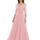 Chiffon Mother of the Bride Dress with Sequin V-Neck and Elegant Bow Sash