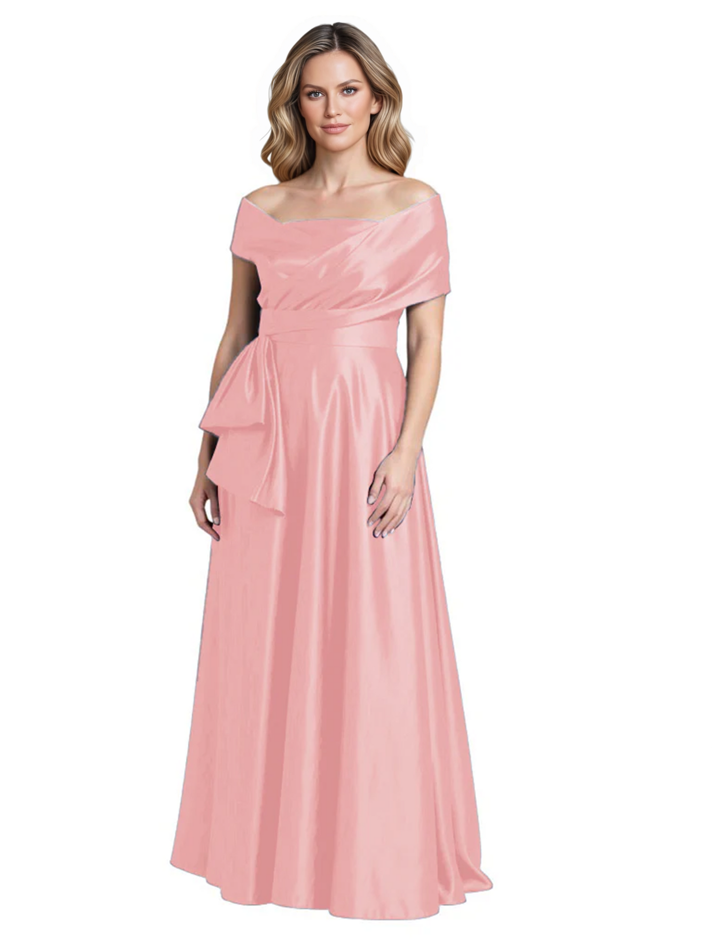 Formal Floor-Length Mother of the Bride Gown Sleeveless Satin Maxi Dress with Drape
