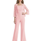 Mother of the Bride Jumpsuit with Lace Jacket 3/4 Sleeve Formal Pant Suit