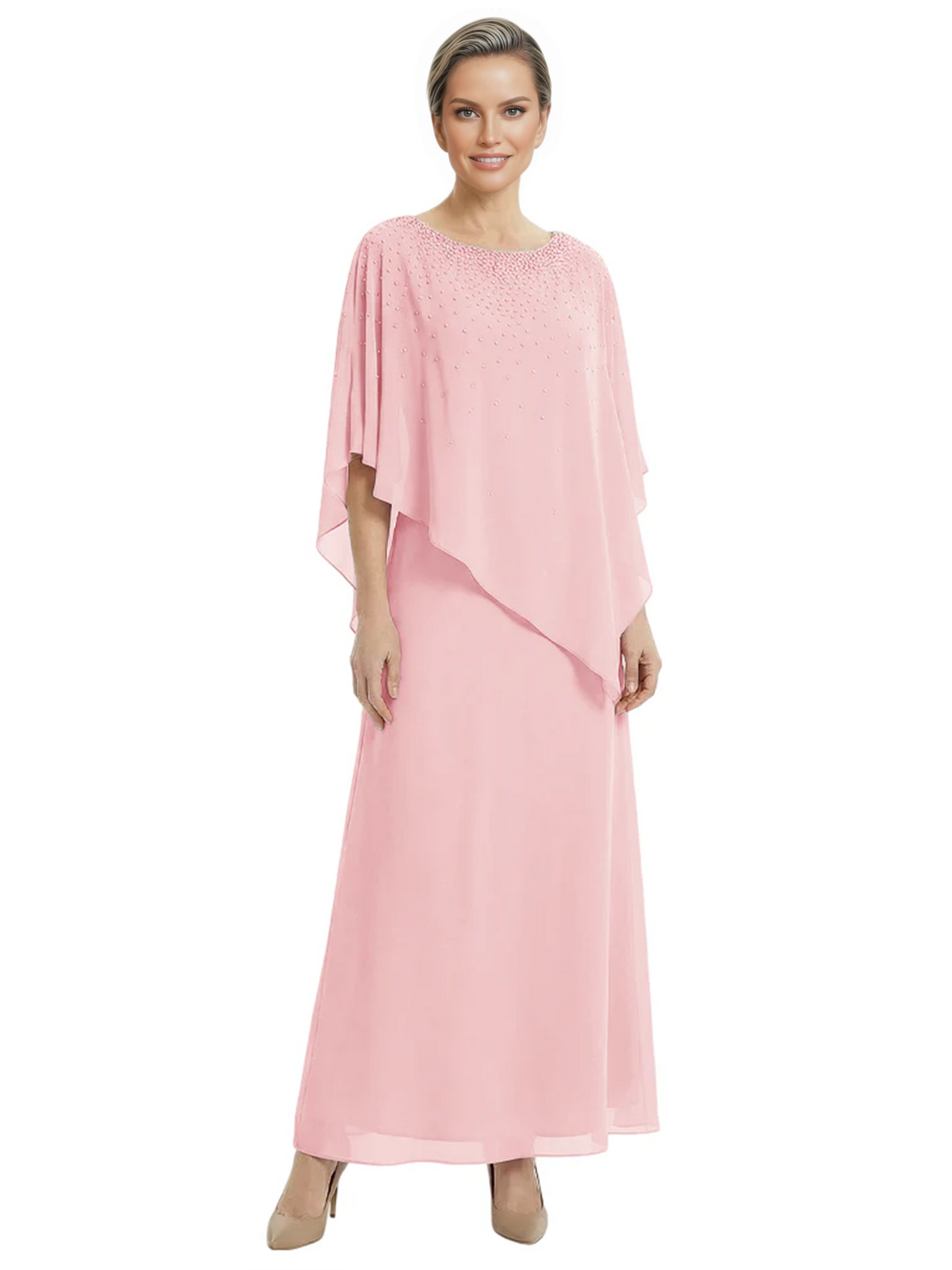 Elegant Mother of Bride Dresses Evening Gowns Trending 2026 Styles with Asymmetric Cape