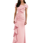 Elegant Mother of Bride Dress Formal Gowns Mermaid Ruffle Floor Length Asymmetric Neckline