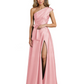 Wedding Mother of the Bride Dress One Shoulder and High Slit Formal Dresses
