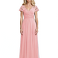 Mother of the Bride Dress Cap Sleeves and V-Neckline with Embroidered Lace Shoulders