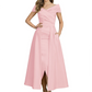 Formal Floor-Length Mother of the Bride Gown Satin Maxi Dress with Slit Off Shoulder
