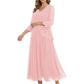 3/4 Sleeve Chiffon Mother of the Brides Dresses V-Neck Wedding Party Gowns