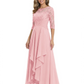 3/4 Sleeve Mother of the Bride Dress with Lace Embroidery High-Low Hem 2026