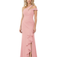 Modern Mother of Bride Dresses 2026 Asymmetric Neckline Ruffle Slit Gown