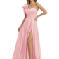 Elegant Mother of the Groom Dress A-Line Satin Formal Gown with High Slit Ruched Bodice
