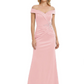 Off Shoulder Mother of the Bride Dress Beaded Waist Satin Gown Portrait Neckline