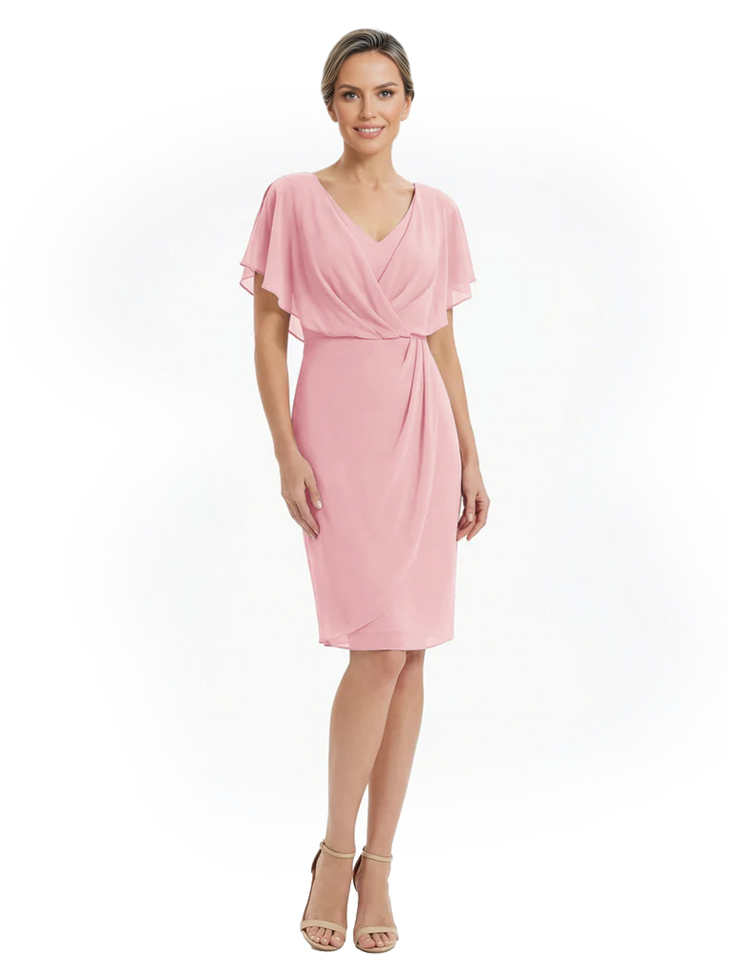 Chic Knee-Length Mother of Bride Formal Dress Slimming Chiffon Styles for Wedding Guest