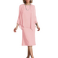 3 PCS Knee-Length Mother of Bride Dresses Prom Dress Evening Dress with Sheer Sleeves and Jacket