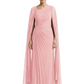 Elegant Asymmetric Neck Long A-Line Chiffon Mother of the Brides Dresses Mom Outfit with Cape