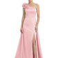 One Shoulder Mother of the Bride Dress with 3D Floral Detail Formal Dress A-Line Gowns with Slit