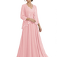 Plus Size A-line Chiffon 3/4 Sleeves Mother of the Brides Dresses Long Jacket Dress