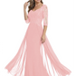 Luxury Burgundy Formal Dress Embroidered Lace Bodice Flowy Chiffon Gown 2026