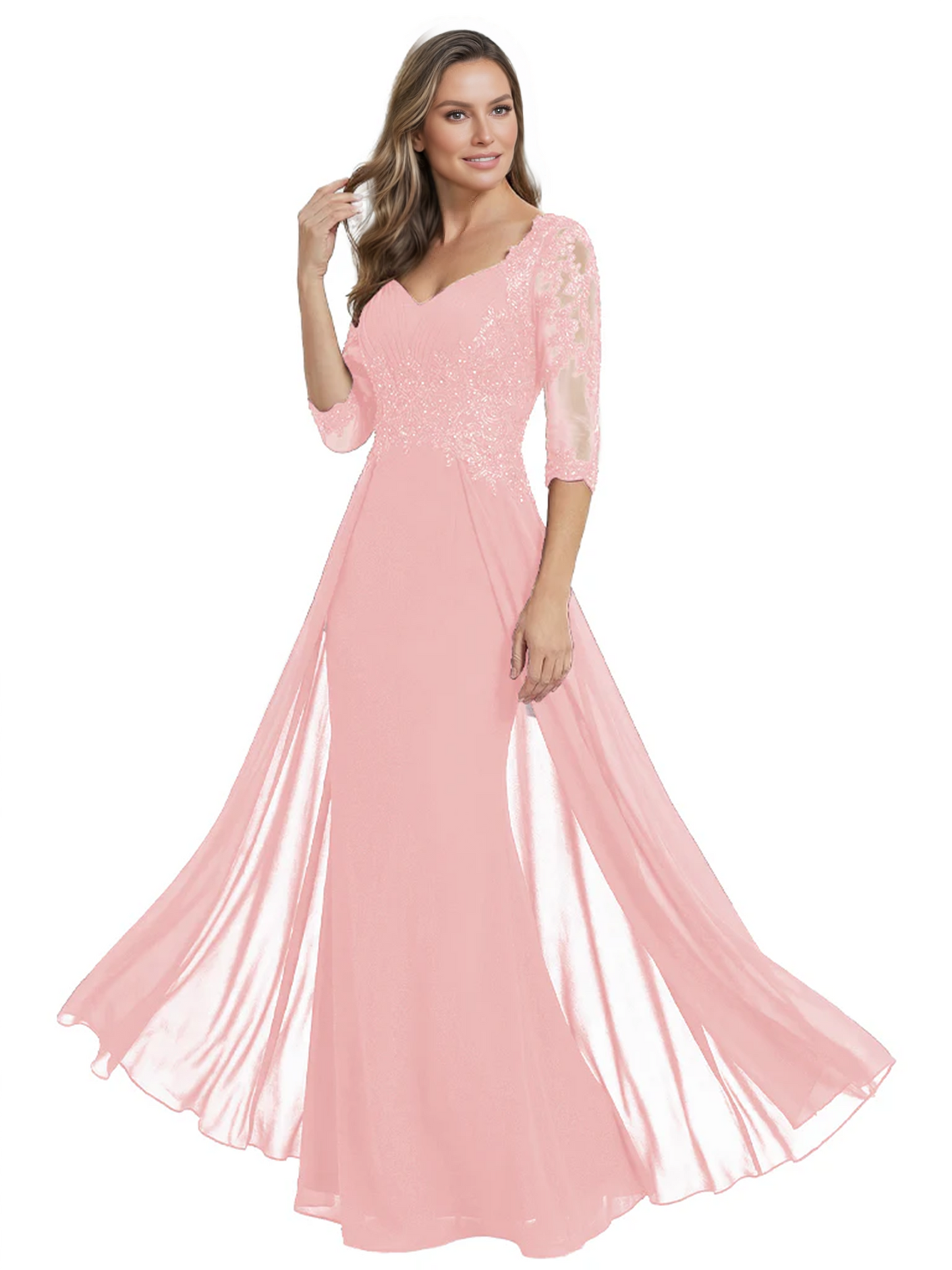 Luxury Burgundy Formal Dress Embroidered Lace Bodice Flowy Chiffon Gown 2026