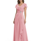 Elegant Mother of the Groom Dress Cascading Ruffle Chiffon Formal Gown Rhinestone