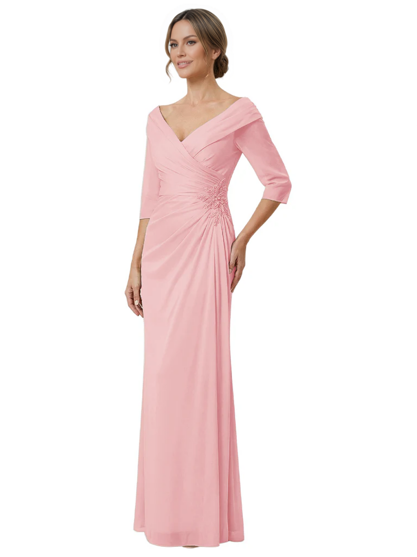 Elegant 3/4 Sleeve Mother of the Brides Dresses Mom Outfits Wedding Satin