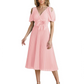 Wedding Formal Dress V-Neck Pleated Chiffon Gown with 3D Flower Accent Knee Length