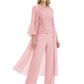Elegant Pink 3-Piece Pant Set Trending 2026 Styles with Lace Wide-Leg Pants