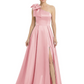 Luxury Bow Black Formal Dress One-Shoulder A-Line Gowns with Sexy Side Slit 2026