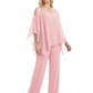 V-Neck Chiffon Mother of the Brides Dresses Plus Size Jacket Suits Wedding