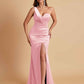 Gorgeous One Shoulder Soft Satin Side Slit Floor-Length Mermaid Bridesmaid Dresses