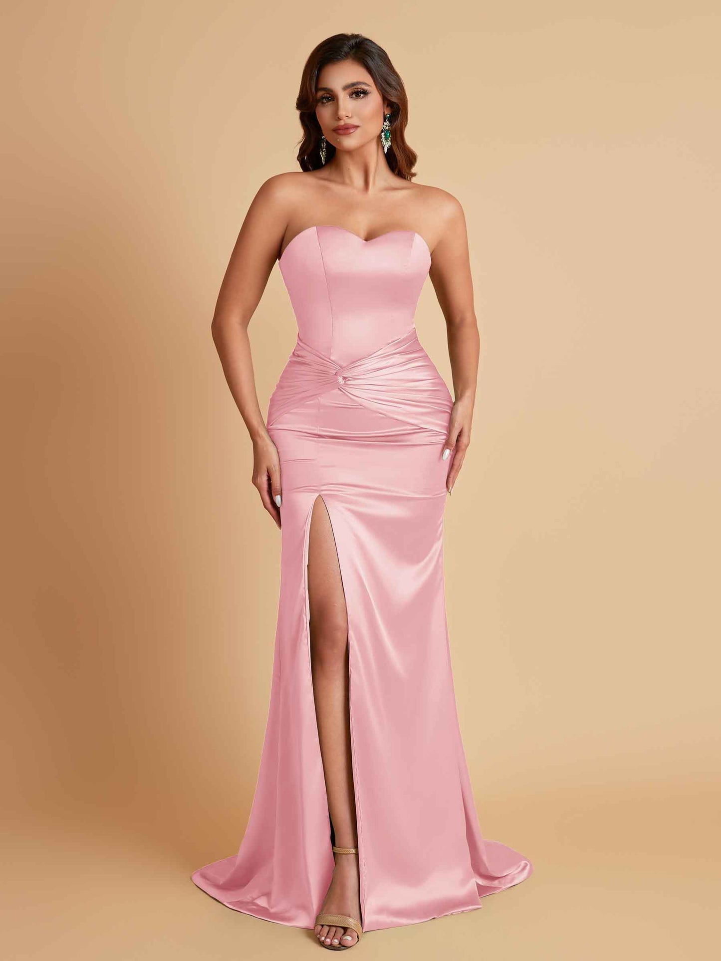 Sexy Soft Satin Mermaid Sweetheart Floor-Length Mermaid Bridesmaid Dresses