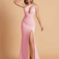 Sexy Mermaid One Shoulder Key Hole Bridesmaid Dresses Floor Length Bridal Party Dresses