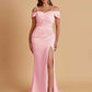Sexy Soft Satin Mermaid Cold Shoulder Side Slit Floor-Length Bridesmaid Dresses Online