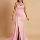 Elegant Soft Satin Sweetheart Strapless Side-Slit Mermaid Bridesmaid Dresses