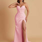 Elegant Soft Satin Mermaid V-neck Side Slit Floor-Length Bridesmaid Dresses Online