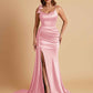 Elegant Soft Satin Mermaid Bowknot Floor-Length Mermaid Bridesmaid Dresses