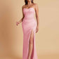 Sexy Strapless Soft Satin Side Slit Floor-Length Mermaid Bridesmaid Dresses