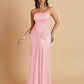 Sexy Soft Satin Mermaid Strapless Floor-Length Mermaid Bridesmaid Dresses