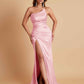 Gorgeous Strapless Soft Satin Side Slit Floor-Length Mermaid Bridesmaid Dresses