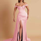 Sexy Soft Satin Sweetheart Off-the-shoulder Strapless Side-Slit Mermaid Bridesmaid Dresses