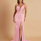 Sexy Soft Satin V-neck Spaghetti Strap Side-Slit Mermaid Bridesmaid Dresses