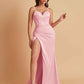 Simple Soft Satin Mermaid V-neck Floor-Length Mermaid Bridesmaid Dresses