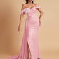 Elegant Soft Satin Mermaid Off Shoulder Floor-Length Mermaid Bridesmaid Dresses