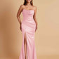 Sexy Soft Satin Mermaid Side Slit Floor-Length Mermaid Bridesmaid Dresses