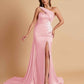 Elegant Soft Satin Sweetheart One Shoulder Side-Slit Mermaid Bridesmaid Dresses