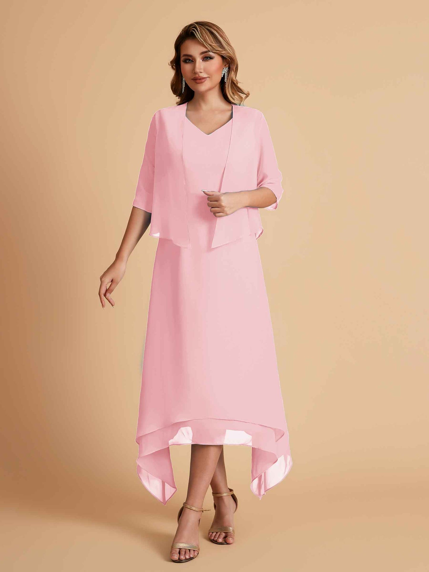 Elegant A-line Chiffon Short Sleeves Mother of the Brides Dresses Online
