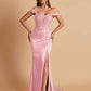 Sexy Soft Satin V-neck Off-the-shoulder Strapless Side-Slit Mermaid Bridesmaid Dresses