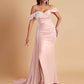 Elegant Soft Satin Mermaid Off Shoulder Floor-Length Mermaid Bridesmaid Dresses