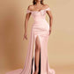 Sexy Soft Satin Sweetheart Off-the-shoulder Strapless Side-Slit Mermaid Bridesmaid Dresses