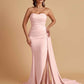 Simple Soft Satin Mermaid Strapless Floor-Length Mermaid Bridesmaid Dresses